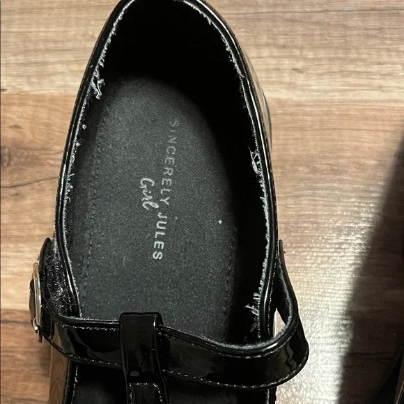 Sincerely Jules Shiny Black Kids Dress Shoes - Picture 7 of 9